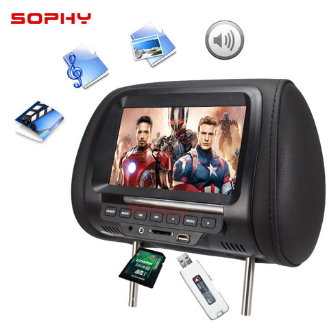 Car Headrest MP4 Monitor / Multi media Player / Seat back MP4 / USB SD MP3 MP5 FM Built-in Speakers Universal 7 inch