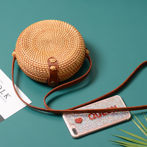 2019 Square Round Straw Bag Handbags Women Summer Rattan Bag Handmade Woven Beach