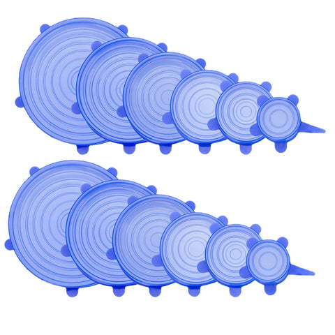 12 PCS Original Durable Silicone Stretch lid Expandable Food Cover ( 6 Sizes)